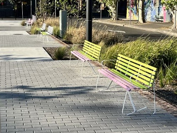 Custom Emerdyn Garden Furniture, EM054 and EM053 with painted timber battens -Penrith City Park.jpg